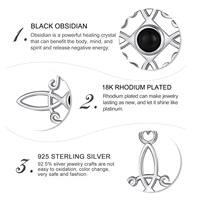 Merryshine Collar Espiritual Nudo de Bruja de la Buena Suerte con Obsidiana Brillante de Plata Esterlina 925 para Mujer