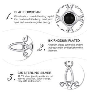 Collar Espiritual <span class=keywords><strong>de</strong></span> Plata <span class=keywords><strong>de</strong></span> Ley 925 Merryshine Nudo <span class=keywords><strong>de</strong></span> Bruja <span class=keywords><strong>Buena</strong></span> <span class=keywords><strong>Suerte</strong></span> con Obsidiana Brillante para Mujer - Product Image 2