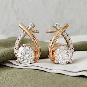 Pendientes de Diamantes Sintéticos con Corte Brillante, Chapados en Oro Rosa, Diamantes Cultivados en Laboratorio, Certificados por IGI, Joyería de Lujo para Aniversario - Product Image 1