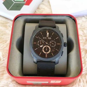 Montre chronographe à quartz originale de haute qualité pour hommes Montre en acier inoxydable avec bracelet en cuir - Product Image 2