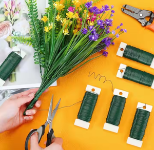 लकड़ी की छड़ी 0.6 मिमी हरे फ्लोरिस्ट तार पर रंगीन बागवानी तार - Product Image 6