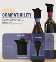 Nouveau design personnalisable, bouchon de bouteille de vin en silicone de qualité alimentaire réutilisable, bec verseur en V, écologique, respirant, pour le stockage