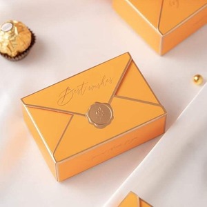 Elegant gold and colored envelope paper boxes, customizable for wedding gifts upon request - Product Image 3