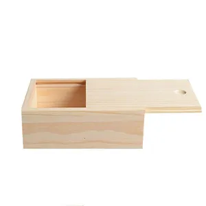 슬라이드 뚜껑이있는 나무 상자 작은 선물 포장 양초 차 커피 비누 향수를위한 미완성 나무 상자