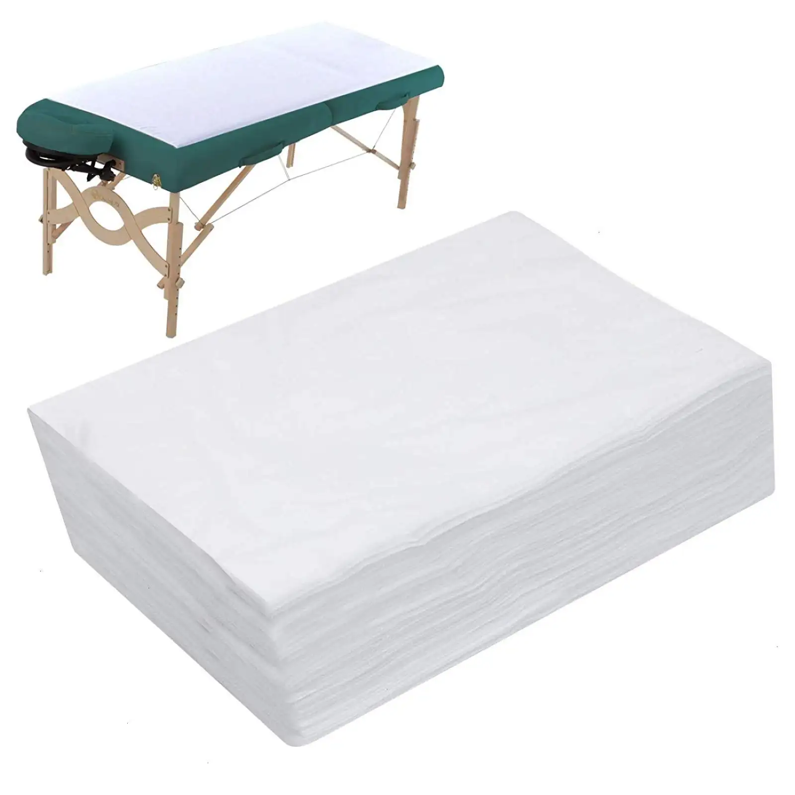 Draps de lit jetables Couvre-lit en tissu non tissé Draps de lit de spa blancs pour esthéticienne à la cire