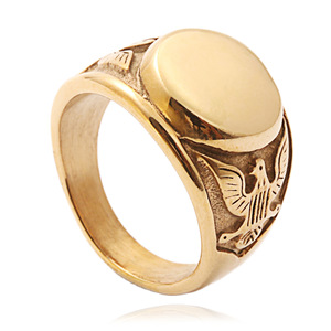Eagle <b>Ring</b> Men's Gold Stainless Steel Retro Punk Style Animal Design Gift Jewelry 27037 - Product Image 1