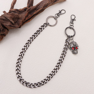 Cadena de cintura de aleación de zinc con colgante de esqueleto negro, ojos rojos, estilo Halloween Hip Hop, unisex, cadena de cuerpo de moda de una sola pieza - Product Image 2