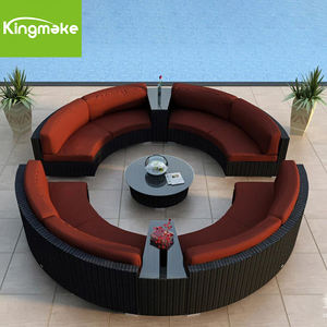 الأكثر مبيعًا أثاث مستدير من الخوص الروطان أرائك حدائق خارجية مقطعية للبيع - Product Image 3