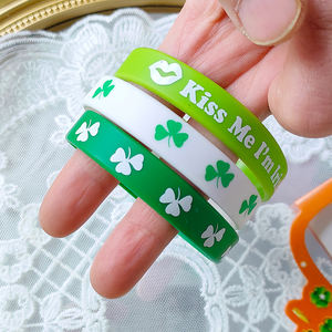 St. Patrick's Day vert trèfle collier de perles en caoutchouc bracelet ensemble trèfle <span class=keywords><strong>irlandais</strong></span> carnaval fête faveurs enfants adultes accessoires - Product Image 5