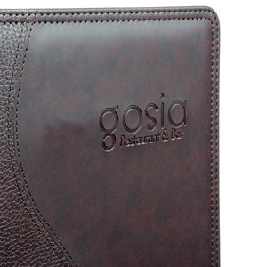 Menu de restaurant personnalisé en gros, couverture de menu rembourrée au toucher doux, 8,5 x 14, avec bande élastique - Product Image 6