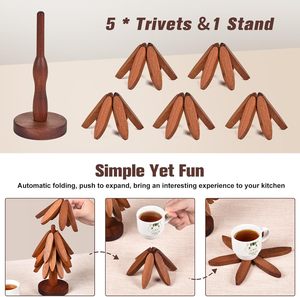 Set di sottobicchieri a forma di albero di Natale, 5 sottopentola in legno di <span class=keywords><strong>noce</strong></span> a forma di albero con supporto per piatti caldi (22,4 cm) - Product Image 3