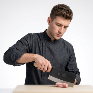 Cuchillo de Cocina Estilo Japonés JAYA MATA de 7 Pulgadas, Acero al Carbono, Acabado Satinado, Hoja Forjada, Mango de Madera, para Carne y Verduras, Uso Diario - Product Image 1