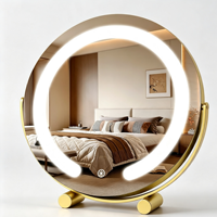 Miroir de maquillage moderne à LED intelligent personnalisé, rotatif, avec commande tactile, en verre HD, luminosité réglable pour la maison et la chambre