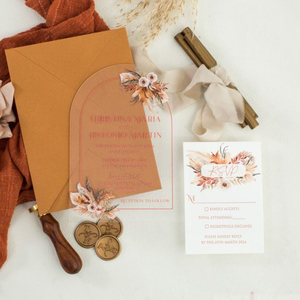 อะคริลิคใสลายดอกไม้พร้อมซองกระดาษ Rsvp การ์ดของขวัญแต่งงาน - Product Image 1