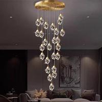 Nordique moderne or laiton métal cristal luxe suspendu plafonnier salon lustre suspension lumière pour la décoration intérieure