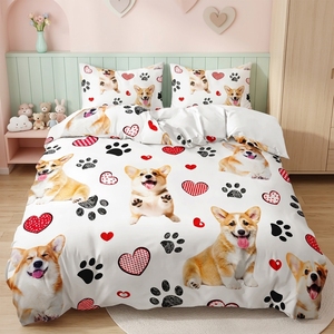 Ensemble <span class=keywords><strong>de</strong></span> literie pour <span class=keywords><strong>chien</strong></span> Corgi Kawaii, <span class=keywords><strong>housse</strong></span> <span class=keywords><strong>de</strong></span> <span class=keywords><strong>couette</strong></span> imprimée numériquement pour les amoureux des animaux <span class=keywords><strong>de</strong></span> compagnie <span class=keywords><strong>avec</strong></span> taies d'oreiller - Product Image 1