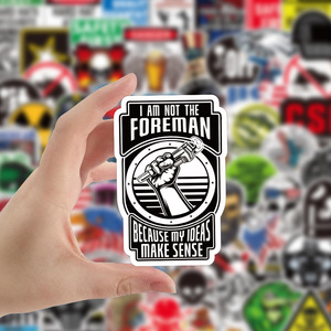 100 adet serin uyarı işareti kaynakçı Graffiti Sticker buzdolabı kaynak inşaat ligi için komik Sticker - Product Image 4