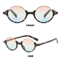 Lunettes de soleil rondes rétro steampunk unisexe, monture brillante en métal doré, incrustation sur la monture, double rivet à points, pont à trou de serrure