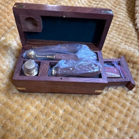 Kit de sceau de cire en laiton poli style antique avec boîte en bois et poignée, sceau de cire personnalisé