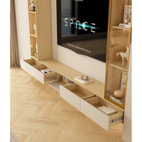 Meuble TV en bois contemporain avec vitrine et armoires de rangement, design minimaliste, salon, meubles de maison, meuble de rangement TV