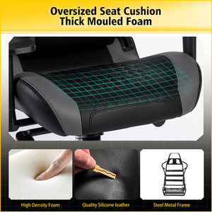 Vanbow <span class=keywords><strong>PC</strong></span> đua ghế da chơi game lớn và cao màu đen Ghế văn phòng 500lbs - Product Image 3