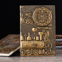 Carnet de notes A5 en cuir antique gaufré personnalisé Punk Train 100 feuilles à couverture rigide pour journal d'écriture de journal de voyage en relief cadeau
