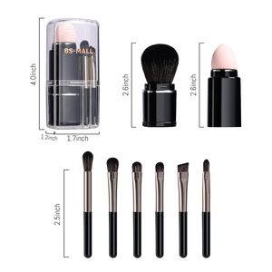 Set di pennelli per il trucco Premium da viaggio BS-MALL per il trucco, ombretti, fard, pennelli per il trucco, fondotinta, custodia nera