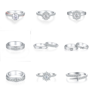 Bague de fiançailles Hiphop en argent sterling S925 rhodié, sertie de zircone cubique taille ronde, avec halo pavé et motif animal, pour mariage de luxe - Product Image 1