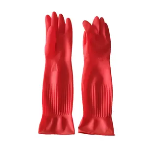 Rosso 45cm Fodera in lattice per pulire guanti protettivi da lavoro per uso domestico guanti di gomma all'ingrosso