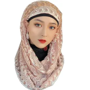 LYT288 New Muslim Hijab Flower One Piece Amira Head Scarf Islamic Shawl Head Wrap Arab Prayer Hijab Hat Cap Full Cover