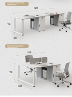 Poste de travail modulaire moderne en bois massif pour personnel - Bureau double ergonomique avec tiroir de rangement et gestion des câbles