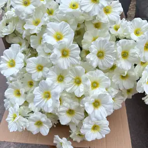 Wholesale 75Cm 6 Head Pansies Silk Artificial White Flower For Wedding Hotel Ceiling Decor