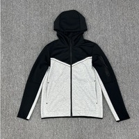 Sweatshirt Olahraga Pria dengan Logo Kustom, Desain Blok Warna, Jaket Kasual dengan Ritsleting dan Desain Sambungan Katun, Baju Olahraga Musim Gugur.