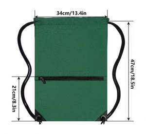 Customized Promotional Zipper Pocket Sport Nylon Polyester <b>Drawstring</b> <b>Backpack</b> Gym Bag With Logo - Product Image 2