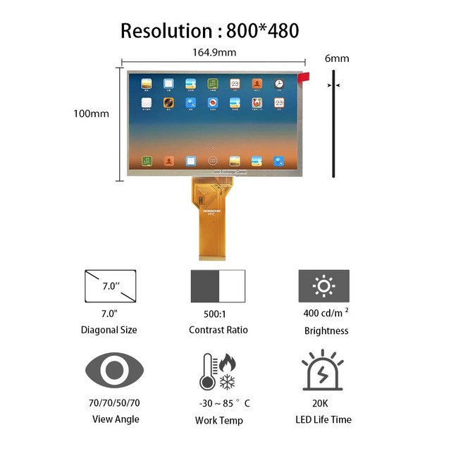 Innolux 7.0" 800x480 LCD Screen AT070TN94 Industrial RGB Display 7 Inch LCD Modules