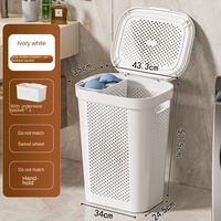 Panier à linge sale en plastique avec roulettes et poignée, grand format, pour sous-vêtements, modèle LX5081