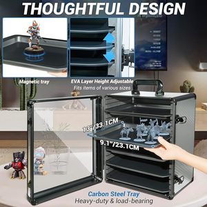 Vitrine miniature pour figurines d'<span class=keywords><strong>action</strong></span>, cadre en alliage d'<span class=keywords><strong>aluminium</strong></span>, matériau MDF, vitrines avec 6 plateaux pour le transport et la protection - Product Image 4