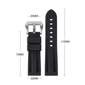 Bracelet de montre en caoutchouc fluoré à dégagement rapide pour vente en gros, compatible 20/22/24 mm, avec boucle en acier inoxydable, pour remplacement universel de montre - Product Image 2