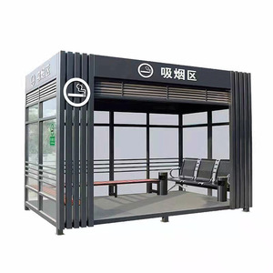 Sala de Fumadores al Aire Libre, Área de Descanso de Acero y Vidrio, Estructura Portátil de Acero Inoxidable, Personalizable - Product Image 4