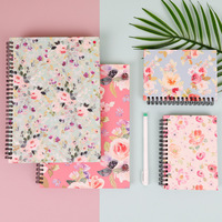 Cuaderno Espiral de Tapa Dura con Hojas Sueltas y Diseño Floral, Personalizable, Tamaño A5/A6, para Estudiantes