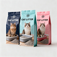Sacs d'emballage pour litière pour chat, personnalisés, imprimés, en plastique, colorés, à fond plat, type Doypack