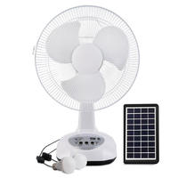 Ventilateur de table solaire multi-tailles 12/14/16 pouces, ventilateur de bureau portable rechargeable, prend en charge la connexion d'une ampoule LED 6V