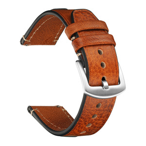 Correas de Reloj de Cuero Genuino de Lujo de Liberación Rápida de 20/22 mm con Hebilla de Acero Inoxidable, Correas de Repuesto de Cuero Vintage - Product Image 3