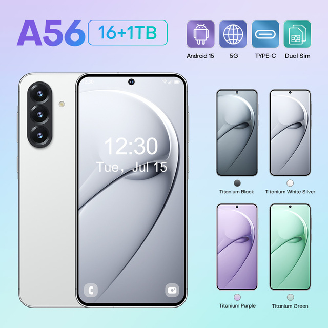 Global Version Unlock A56 5G Smartphone 7.3-inch Deca Core 1TB Storage 16G RAM CDMA LTE Cellular Dual SIM Card Mobile Phone