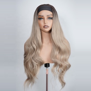 Perruque sans colle pour femme, en fibre haute température, longue, ondulée, prête à porter, avec ligne de cheveux pré-épilée 13x6 - Product Image 1