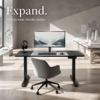 Bureau debout électrique AOR, hauteur réglable, en bois, certifié FCC, structure métallique, montage facile, convertible en forme de Z, vente en gros d'usine