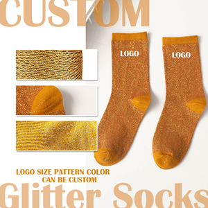 Chaussettes Métalliques pour Femmes Entièrement Personnalisables en Gros – Chaussettes Brillantes en Lurex Or et Argent – Chaussettes Métalliques Personnalisées Scintillantes - Product Image 1