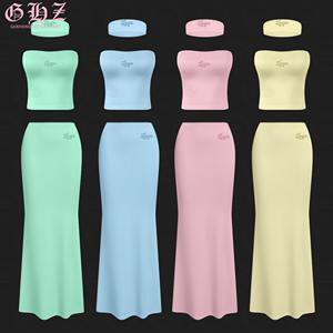 Ensemble jupe pour femmes Vêtements d'été avec LOGO personnalisé Top tube en coton et jupe longue maxi Bandeaux pour femmes Ensemble salon 2 pièces - Product Image 1