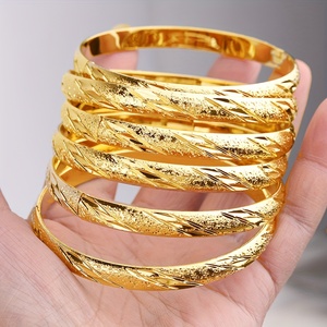 18K Gold-Plated <strong>Copper</strong> <strong>Bracelet</strong>, Slash Flower, Middle East Hot Style, Dubai Women'S Wedding Party Jewelry - Product Image 2