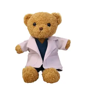 毛绒玩具医生泰迪熊带听诊器定制可爱25厘米软医生玩具毛绒熊